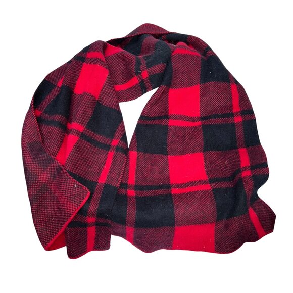 madison 88 HOLIDAY red black buffalo check print scarf shawl - Picture 4 of 4